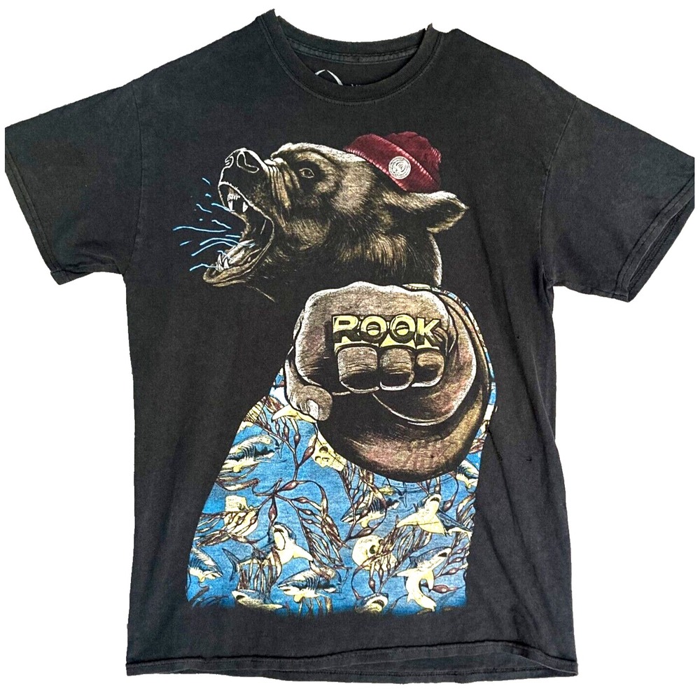 Rook Bear Knucks Streetwear Shirt Hip Hop Graffiti Graphic Tee Mens M Black